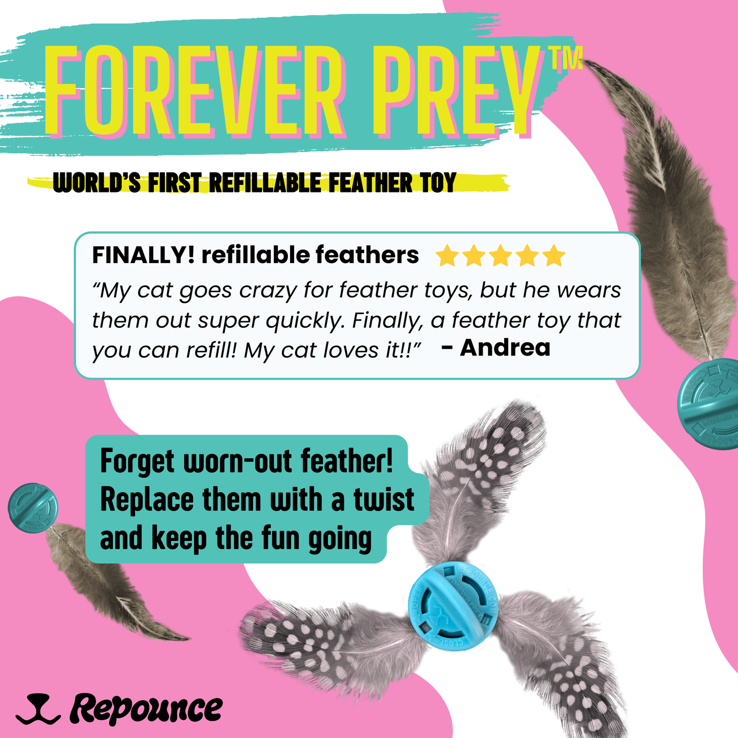 Forever Prey™ - The World's First Refillable Feather Toy