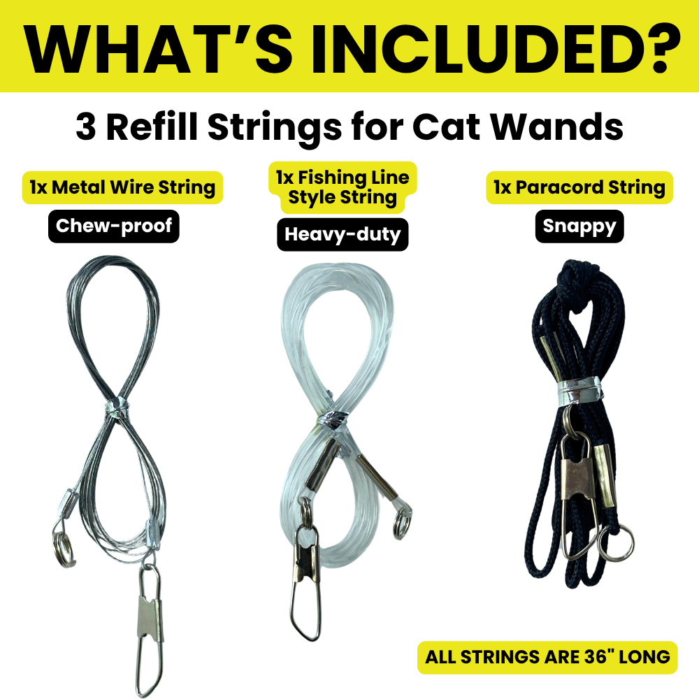 Heavy Chewers Pack Refill Strings - Replacement Strings for the Forever Stick Cat Wand