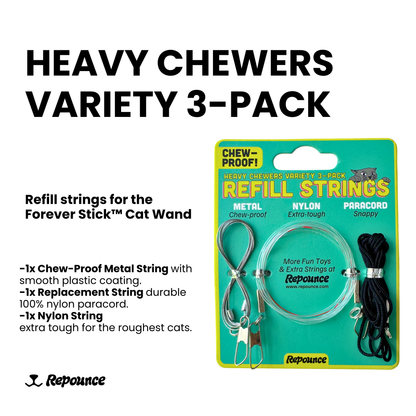 Heavy Chewers Pack Refill Strings - Replacement Strings for the Forever Stick Cat Wand