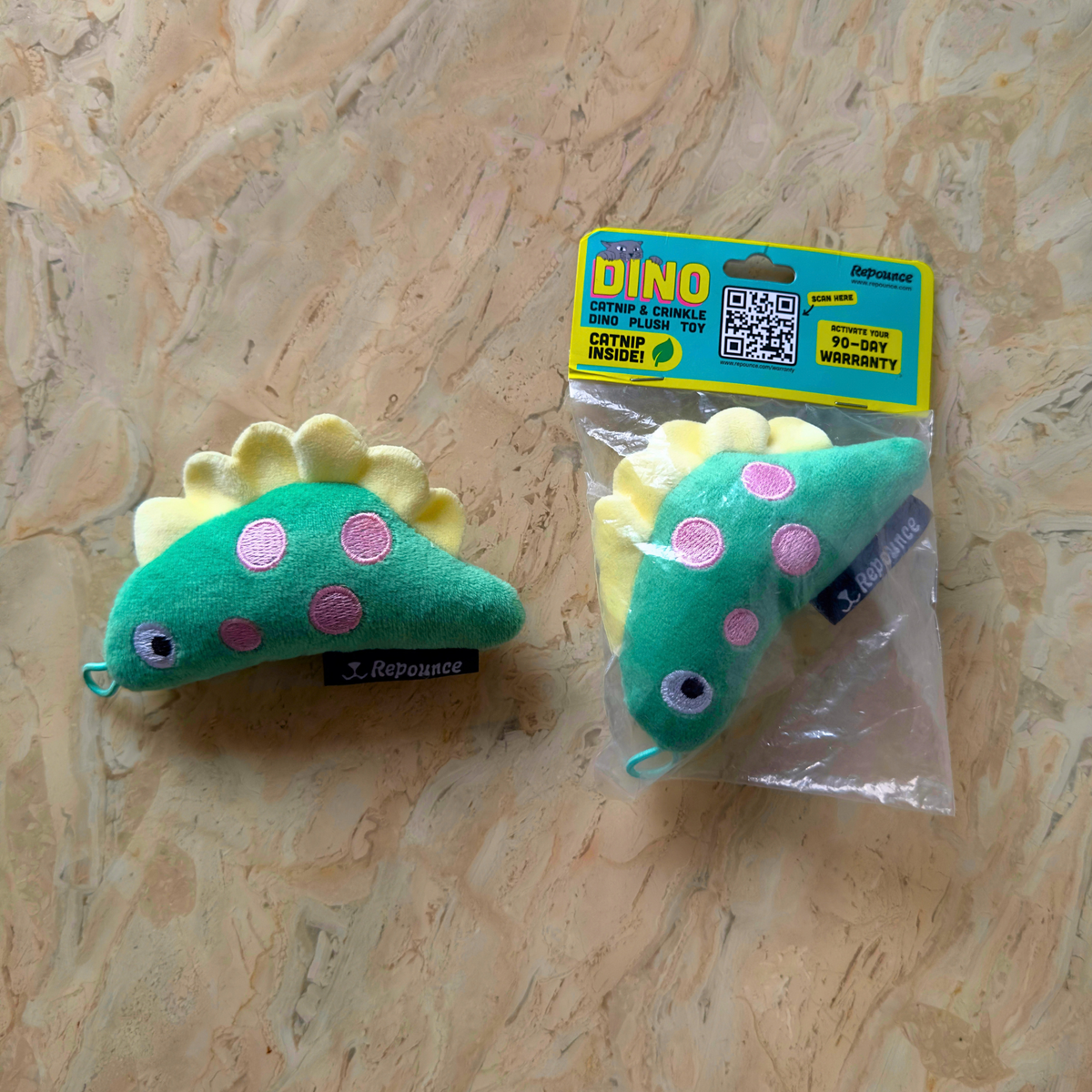Dino Catnip and Crinkle Plush Toy